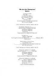 English Worksheet: Queen - We Are the Champions Worksheet