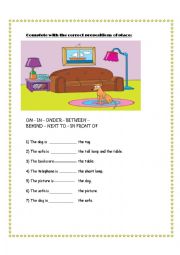 English Worksheet: Prepositions of place