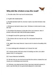 English Worksheet: Why did the chicken cross the road