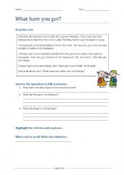 English Worksheet: To have got