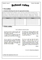 School rules module two section two 9 th grade tunisian school