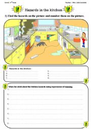 English Worksheet: school hazards