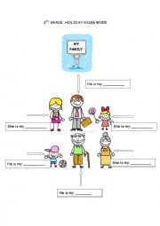 English Worksheet: My Family Introducing Family Members