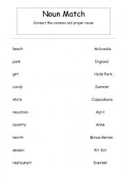 English Worksheet: Noun match