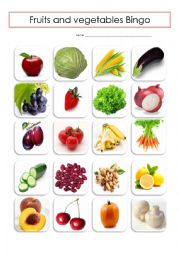 English Worksheet: Fruits and vegetables bingo