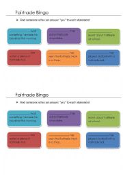 English Worksheet: Fairtrade - Bingo