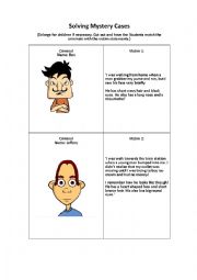 English Worksheet: Solving Mystery Cases describing people
