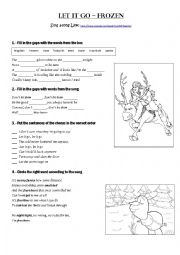 English Worksheet: FROZEN LYRICS WORKSHEET