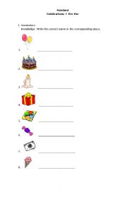 English Worksheet: Celebrations plus possessives
