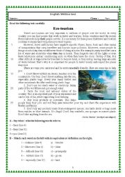 Test (vocational courses module 6) Eco-tourism