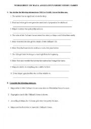 Maya Angelous Names - a worksheet