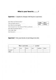English Worksheet: Exercise: Whats your favorite......?