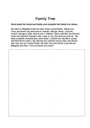 English Worksheet: Family Tree Worksheet