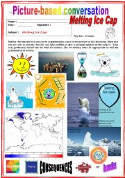 English Worksheet: Picture based conversation.  Melting Ice Cap. (Debating) 24/