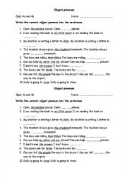 English Worksheet: Object pronouns