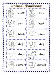 English Worksheet: Animal domino