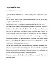 English Worksheet: Biography: Agatha Christie