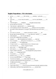 English Worksheet: Prepositions