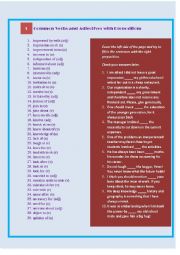 English Worksheet: More Common Verbs and Adjectives with Prepositions + More Exercises (2) 