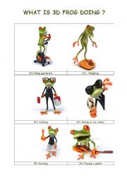 English Worksheet: Whats 3d Frog Doing ? 2