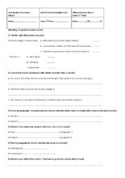 English Worksheet: 3rd form comprehensive test N3