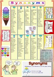 English Worksheet: SYNONYMS  + TASKS