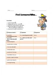 English Worksheet: Find Someone Who...