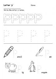 English Worksheet: Letter p