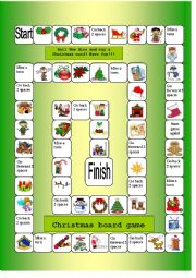 English Worksheet: Christmas board game