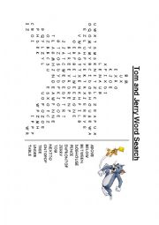 Tom and Jerry Word search (Preposition of Place)