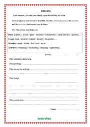 English Worksheet:  an informal letter writing