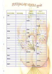 English Worksheet: IRREGULAR VERBS quiz