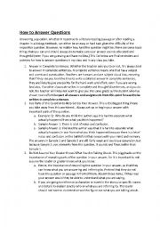 English Worksheet: How To Answer Short Answer Questions