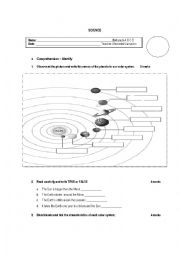 English Worksheet: Solar system 