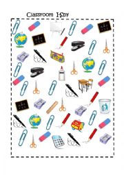 English Worksheet: School Supplies I Spy