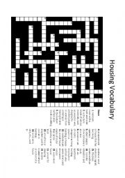 English Worksheet: Housing Crossword