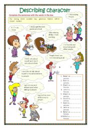 English Worksheet: Describing character 1