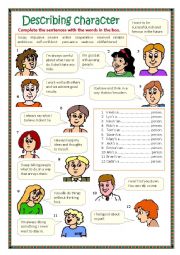 English Worksheet: Describing character 2