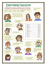 English Worksheet: Describing character 3