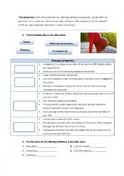 English Worksheet: Teen pregnancy