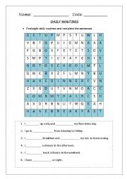 English Worksheet: Daily routines