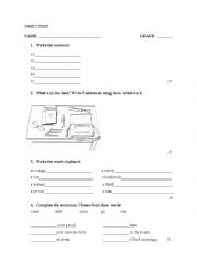 English Worksheet: Project 1 test