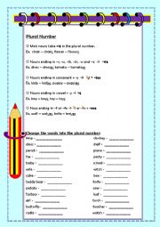 English Worksheet: plural number
