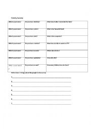 English Worksheet:  Family Survey  