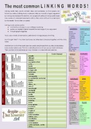 English Worksheet: The most common linking words.