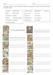 Places in town writing worksheet
