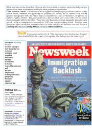 English Worksheet: Picure-based analysis (Immigration Backlash)  6/�