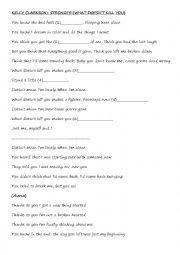 English Worksheet: Kelly Clarkson- Stronger