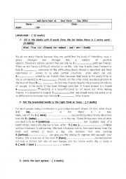 English Worksheet: mid-term test n1 1rst form