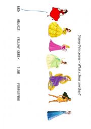 English Worksheet: Disney Princess Colours